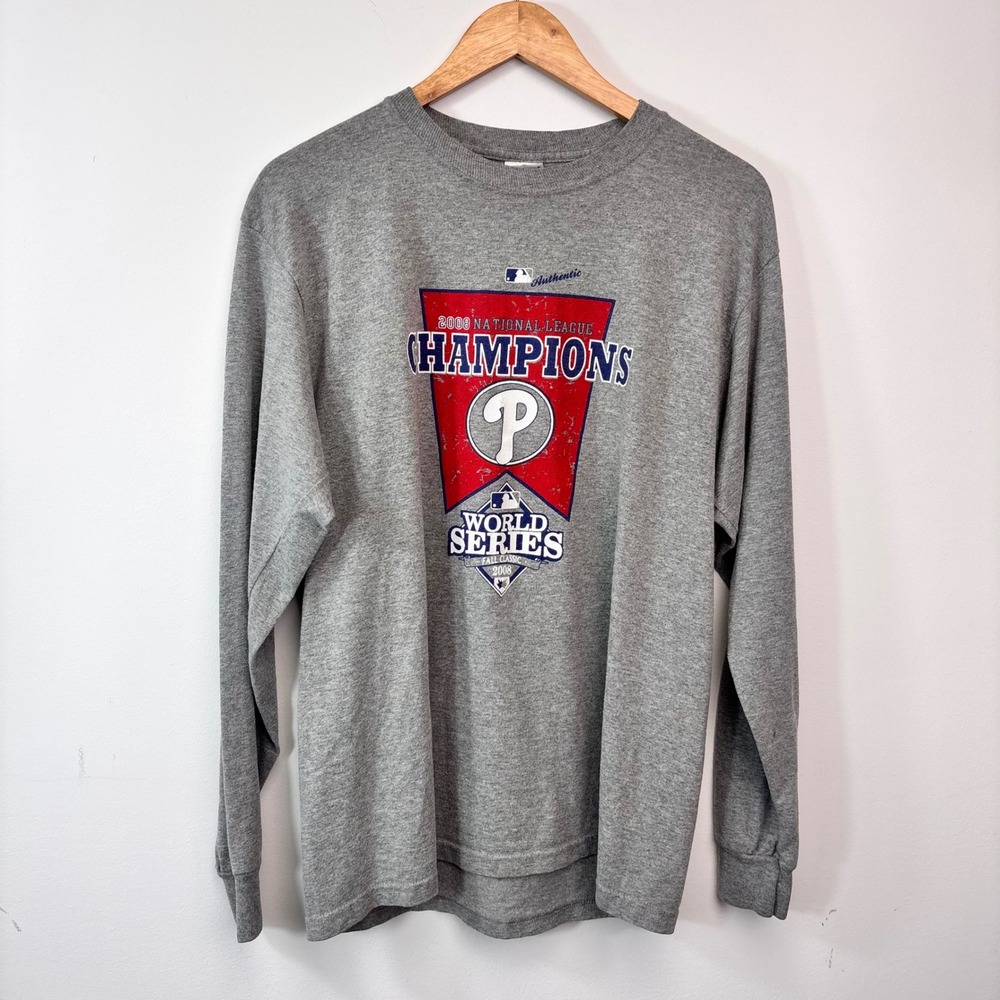 Philadelphia Phillies 2008 NL Champions World Series Long Sleeve Shirt L MLB